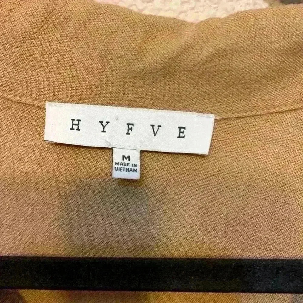 Tan Hyfve linen blend jumpsuit sz M basic closet staple linen vacation beach - Picture 4 of 9